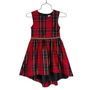 WONDER NATION | Red & Black Plaid High‎ Low Sleeveless Holiday Dress | Kid's 7